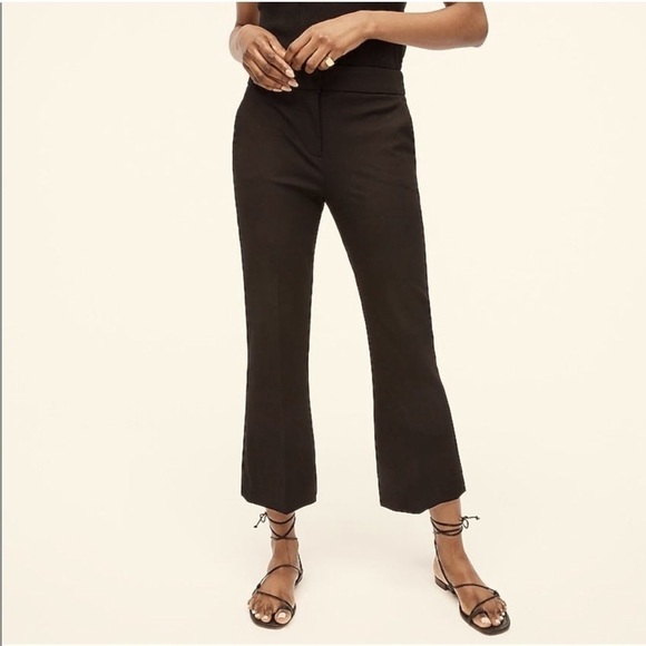J. Crew Hayden kick crop linen blend black trouser tall fit - Picture 1 of 11